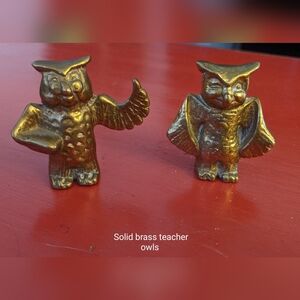 Vintage Solid Brass Owls
